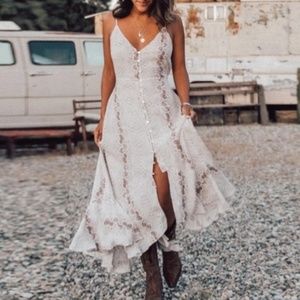 Boho Snakeskin Print v neck button up cami Maxi Dress